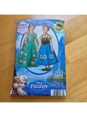 Simplicity S0364 Disney Frozen Sewing Pattern For Girls Costumes Sizes 3-8
